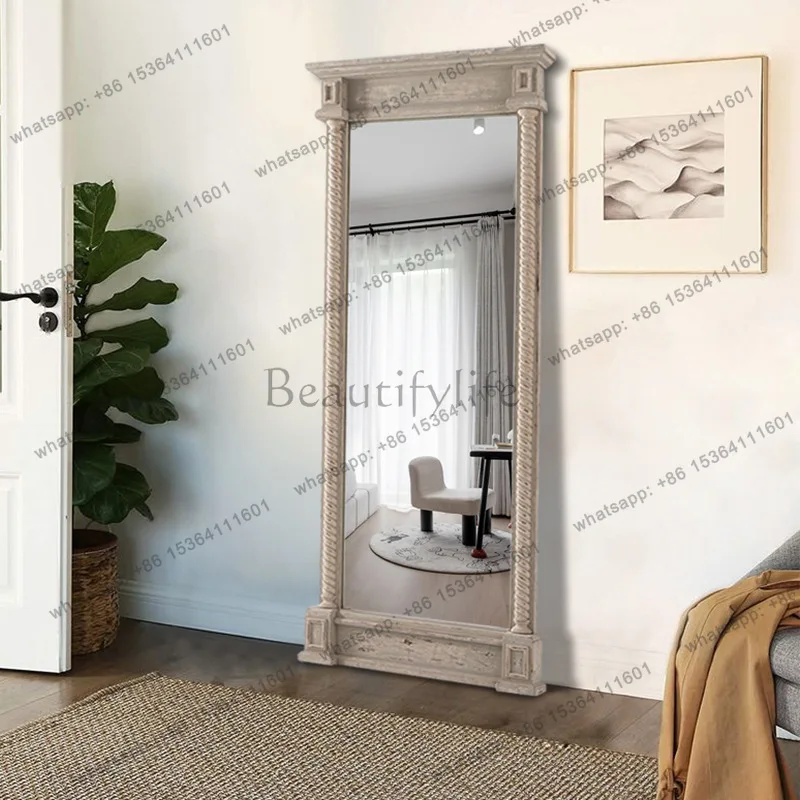 American rural retro home silent wind full body floor mirror household high-end full-length mirror