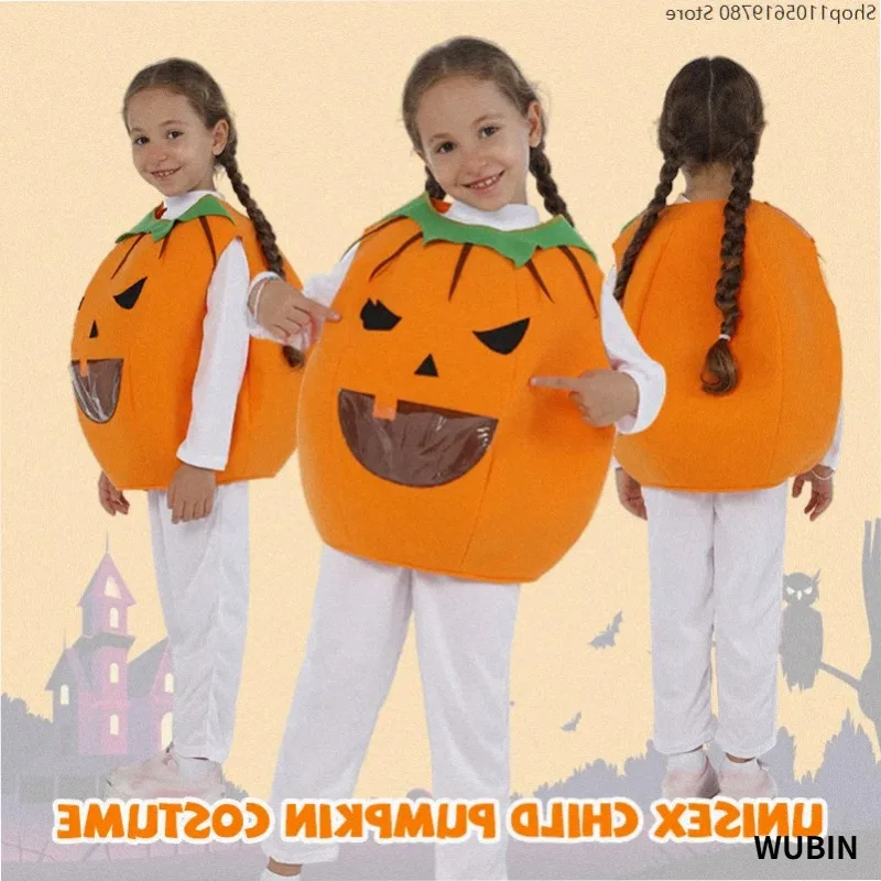 Girls Halloween Pumpkin Candy Collector Fancy Dress Stage Performance Cosplay Festive Party Matching Carnival Costume Outfit view 5