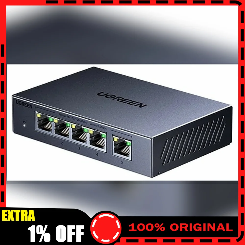 UGREEN CM951 95434 5-Port 2.5GbE Unmanaged Ethernet Switch Network Hub for NAS Desktop