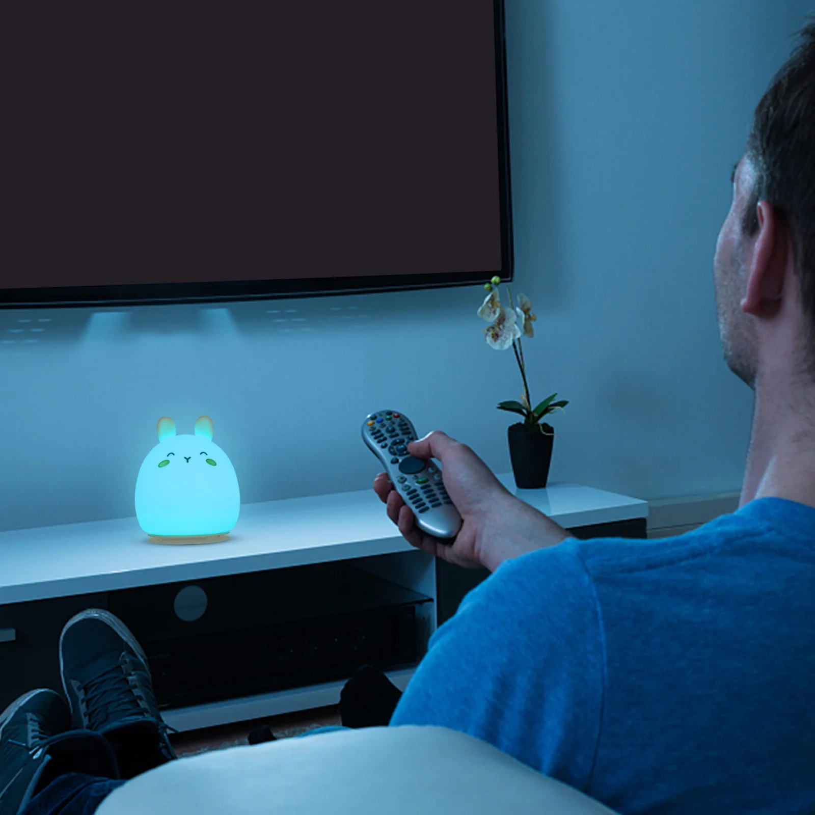 

1Pcs Cute Rabbit Night Light USB Charging LED Lamp with Long Life Color Changing Dimming Warm Glow for Baby Room Bedroom