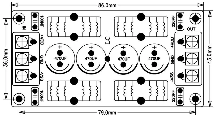 مكبر كهربائي +-ثنائي الطاقة تيار مستمر LC مرشح تمرير منخفض التدخل الكهرومغناطيسي القضاء على الضوضاء سيارة تحويل التيار الكهربائي 1 قطعة