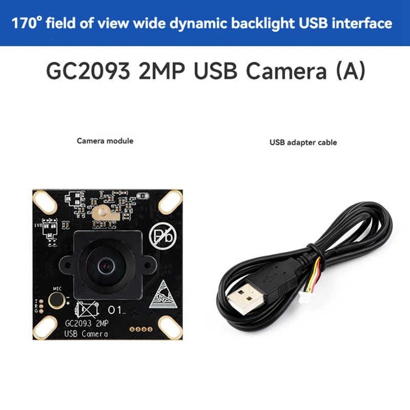 GC2093 2MP USB Camera Module USB2.0 Output Fixed Focus 81dB Linear Mode 105dB HDR Mode Onboard Microphone-A12I