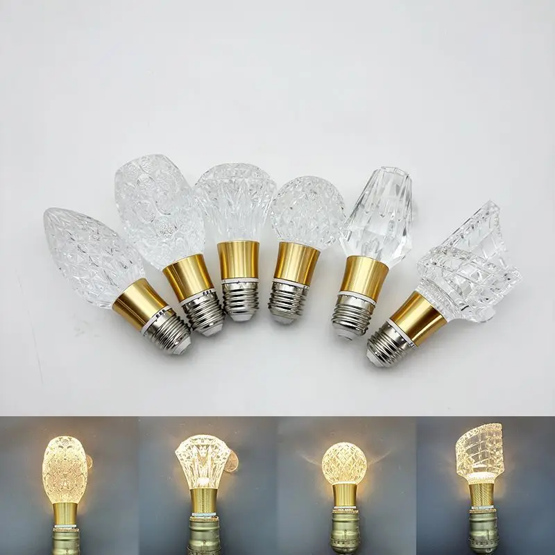 Modern Acrylic Diamond-Cut E27 E14 LED Bulb Chandelier Warm White Light cold 4000k Plug-in Hanging Lamp for Living Room Decor