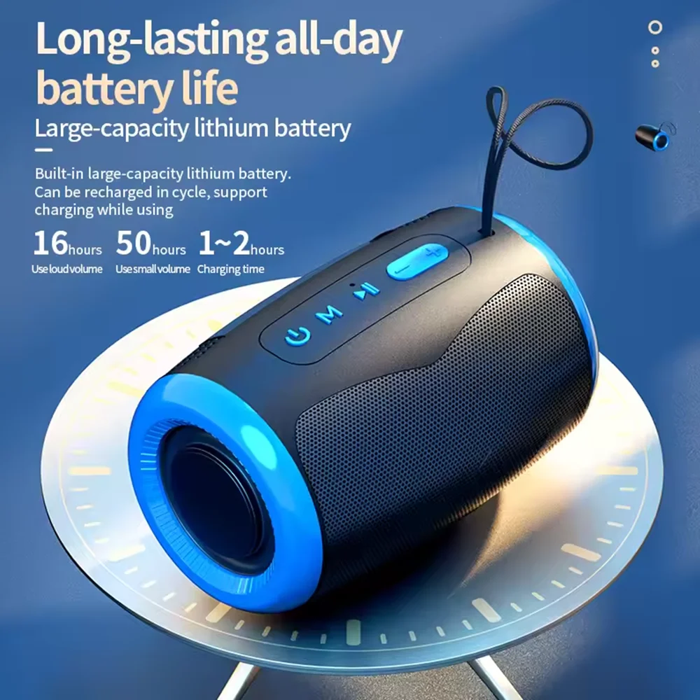 

Portable Bluetooth Speaker Outdoor Waterproof Wireless TWS Radio Column Box Speaker Support TF card Stereo 3D Hi-Fi Music Player