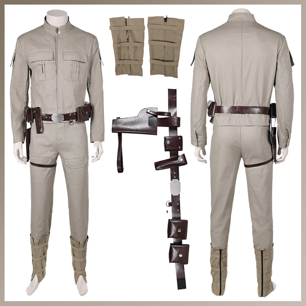 

Movie Space Battle 5 Costume Disguise Luke Cosplay Fantasy Khaki Uniform Adult Men Cosplay Roleplay Fantasia Outfits Male