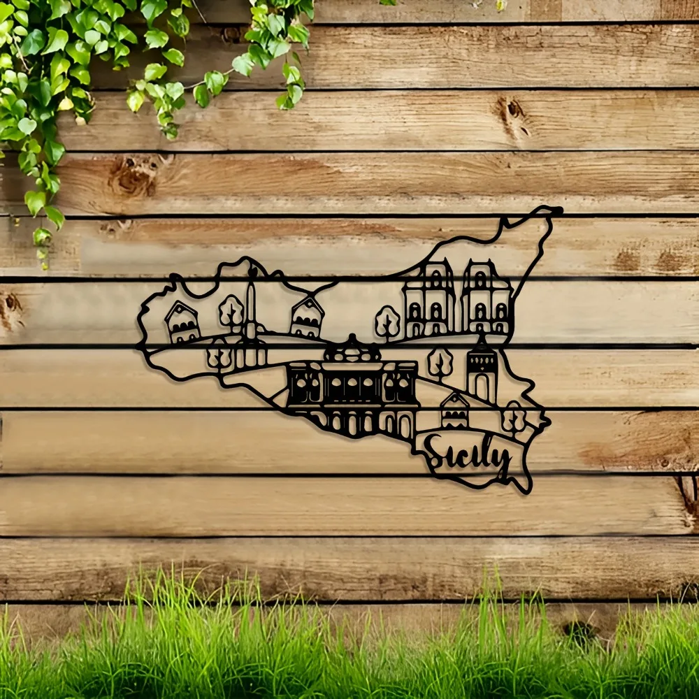 Italy Map Iron Wall Art Modern Metal Sculpture Office Home Indoor Black Rustproof Decor Gift Ornament