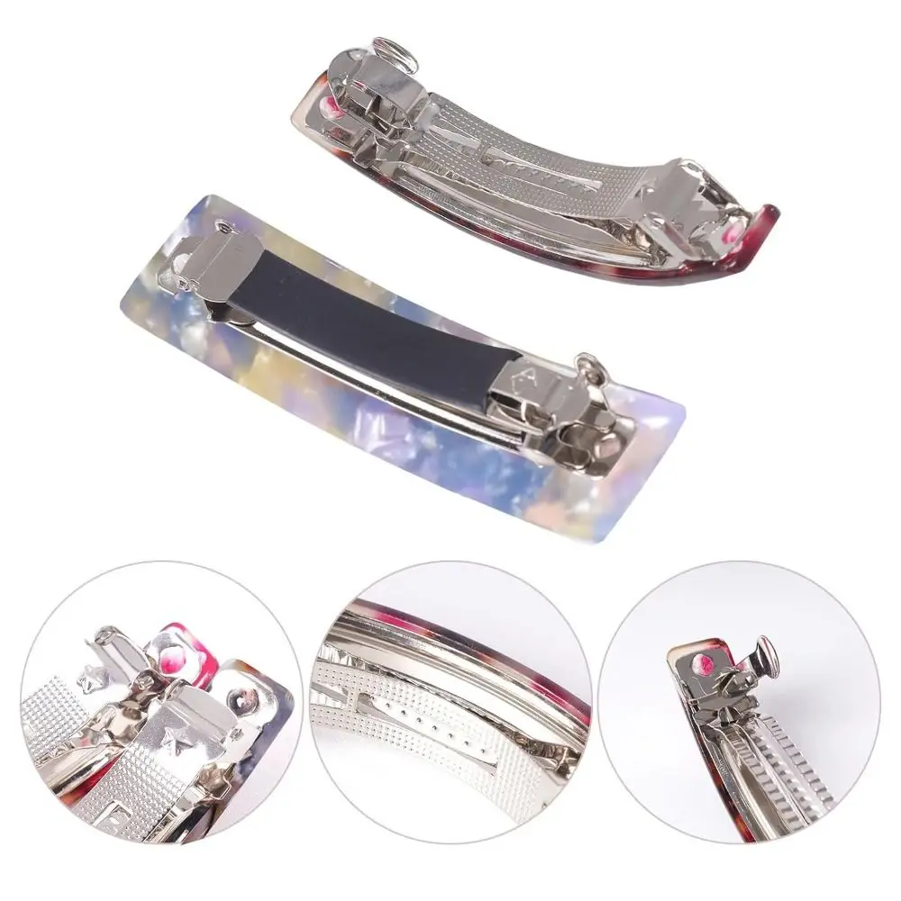 Acetate Acrylic French Hair Barrettes Automatic Curved Rectangle Styling Resin Spring Hairpin Hair Accessories