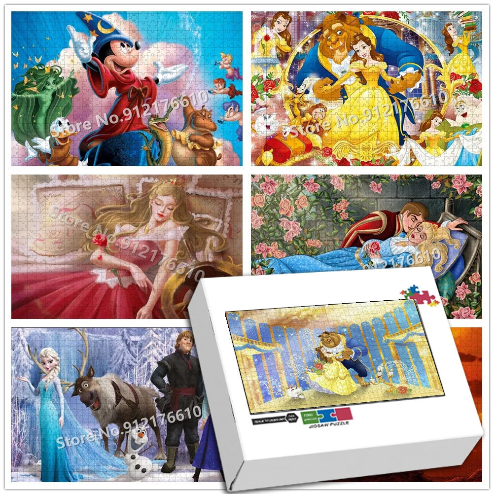 

Frozen Mickey Disney Jigsaw Puzzle Princess Beauty and The Beast Sleeping Beauty Wooden Puzzle Decompress Educational Toys Gift