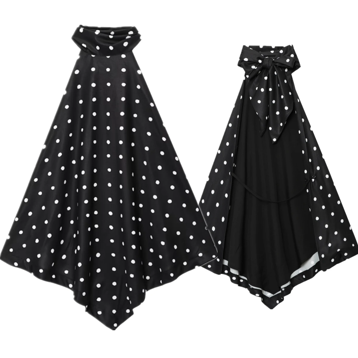

MaxduttiFrench Retro Black Polka Dot Halter Neck Dress Minimalist Sexy Backless Midi Dress Sleeveless Party Dress Women