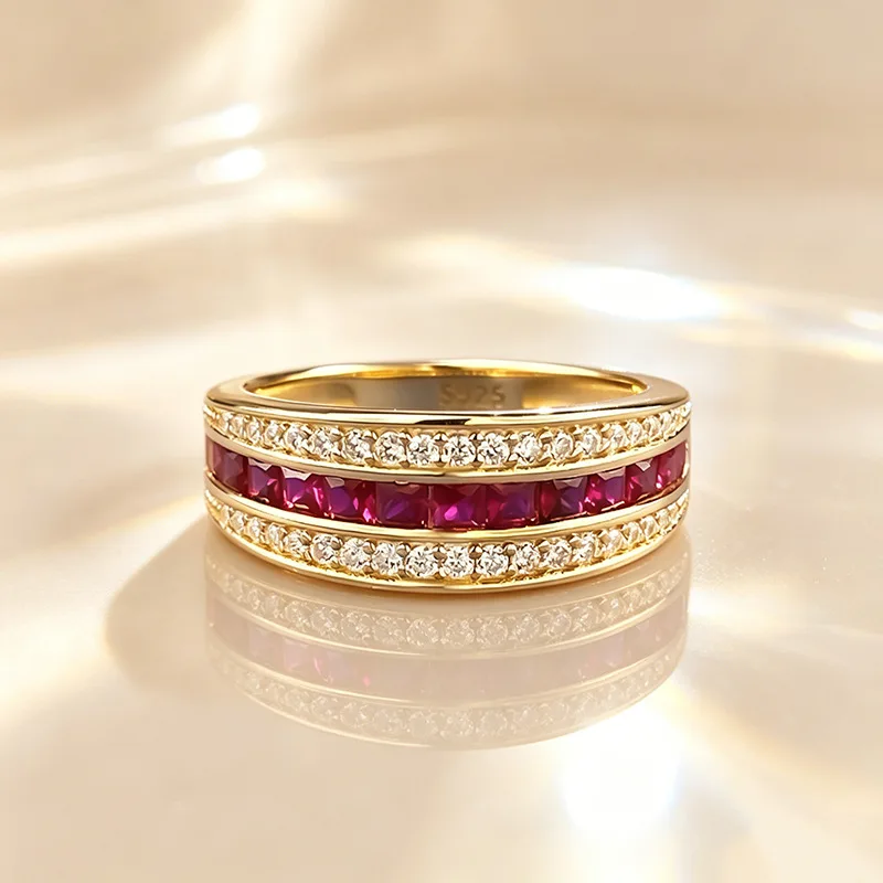 Apaison Delicate Full Lab Grown Diamonds Women Ring - Bride Wedding Engagement Anniversary Gold Plated Jewelry Gift