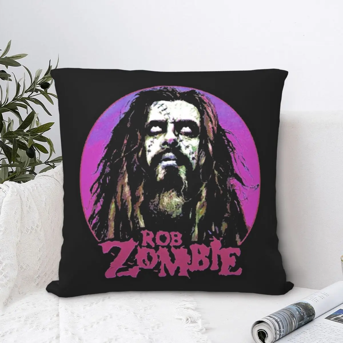 Vintage Rob Zombie Band Art Square Pillowcase Polyester Pillow Cover Velvet Cushion Decor Comfort Throw Pillow For Home Bedroom