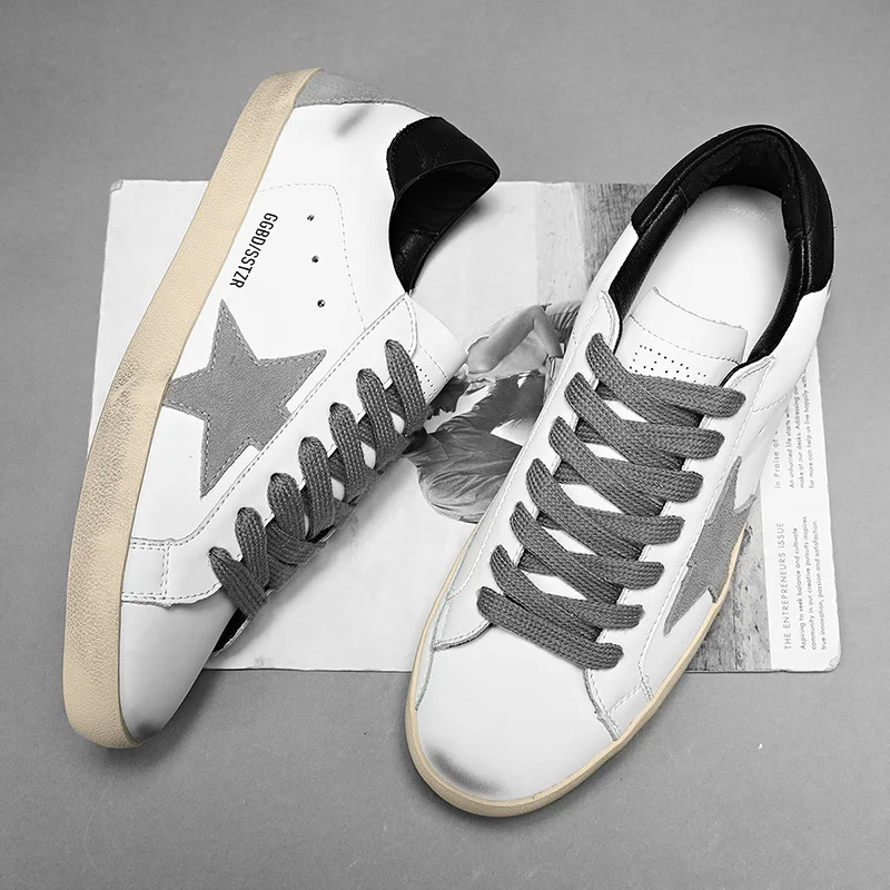 Comfortable Fashion Classic Spring Height-Increasing Two-Layer Cowhide Casual Couple Men's TrendSneakers35-44High-Quality Summer