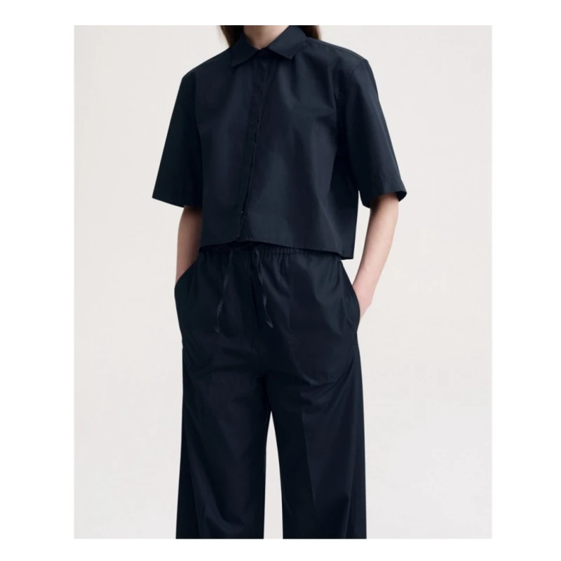

2025 spring/summer new minimalist Nordic style pure cotton TT loose short sleeved shirt