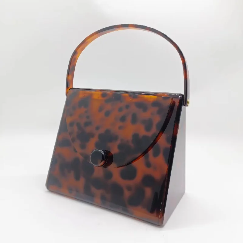 Luxury Leisure Tortoiseshell Color Dinner Bag Vintage Clutch Leopard Print Pearlescent White Simple Acrylic New Women's Handbag