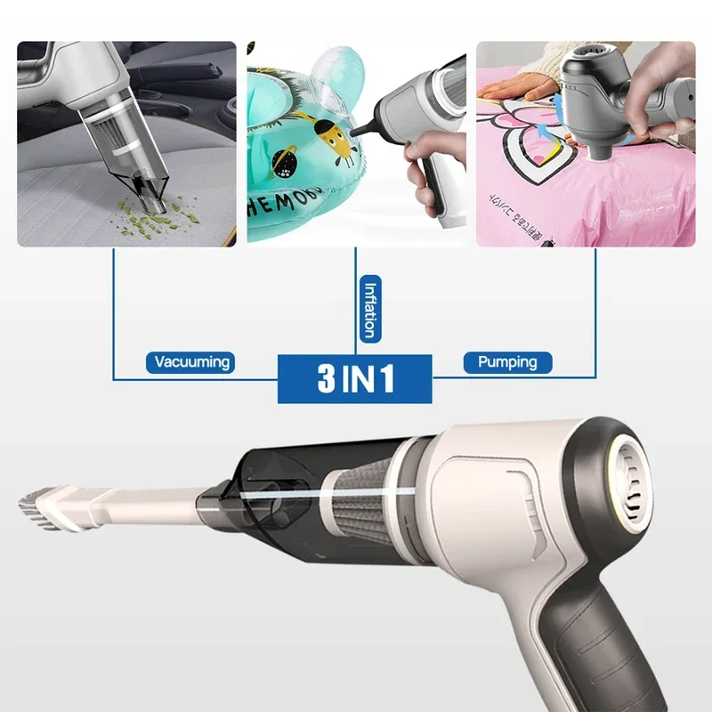 

9000Pa Car Wireless Vacuum Cleaner 120W 3 in 1 Blowable Cordless Handheld Auto Vacuum Home & Car Dual Use Mini Vacuum Cleaner
