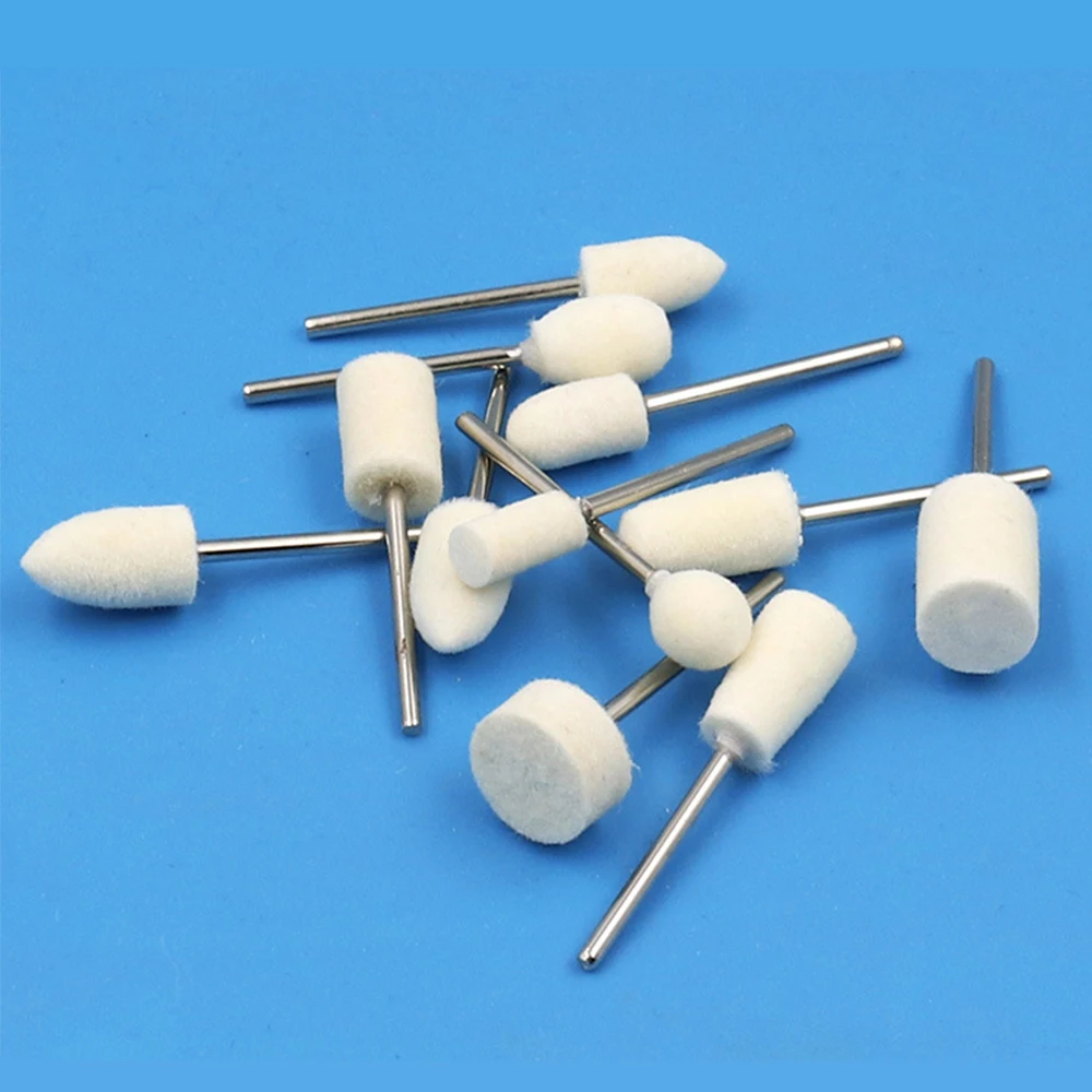 12 Pc Wool Felt Mounted Polishing Buffing Wheel Metal Plastic Mould Fine Polishing  2.35mm Shank