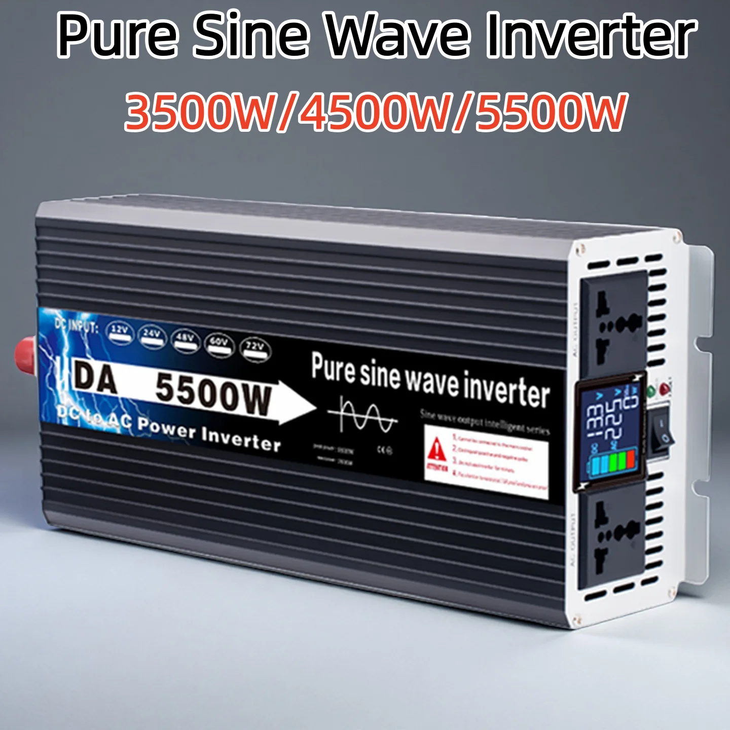 Pure Sine Wave Inverter 12V 220V 24V 110V 48V 60V 72V 3500W 4500W 5500W DC To AC Portable Power Converter Car Solar Inverter
