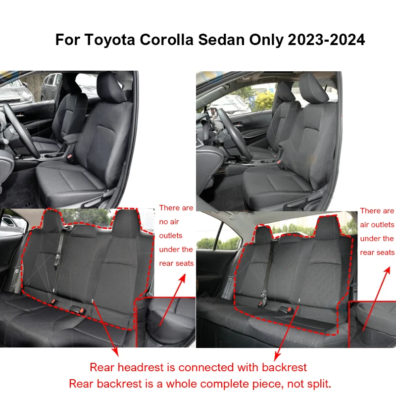 Front and Rear Full Set Durable Quality Artificial Leather Car Seat Cover Specific Customize for 2023-2024 Toyota Corolla Sedan