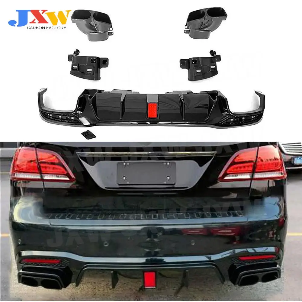 

Carbon Look Car Rear Bumper Lip Diffuser for Benz GLE GLS Class W166 X166 GLE 450 GLE63 AMG Sport SUV 2015 - 2018 ABS Black Kits