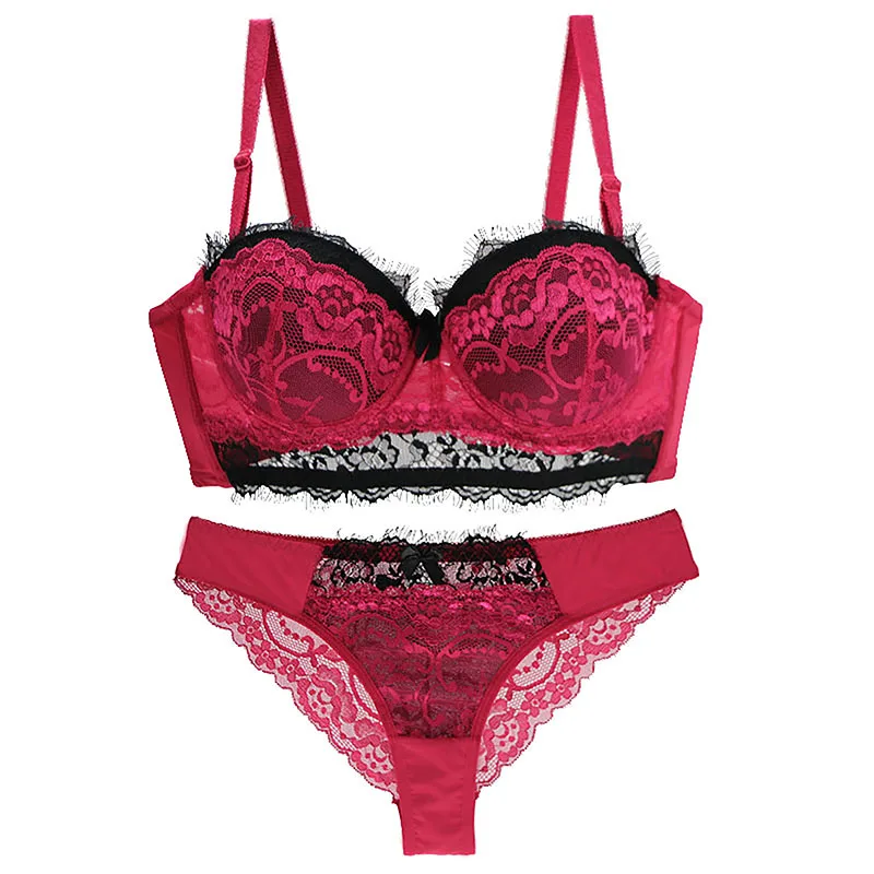 DaiNaFang New Sexy Women Bras Set Push Up Underwear 34/75 36/80 38/85 40/90 42/95 ABCDE Cup Plus Size Lace Lady Lingerie