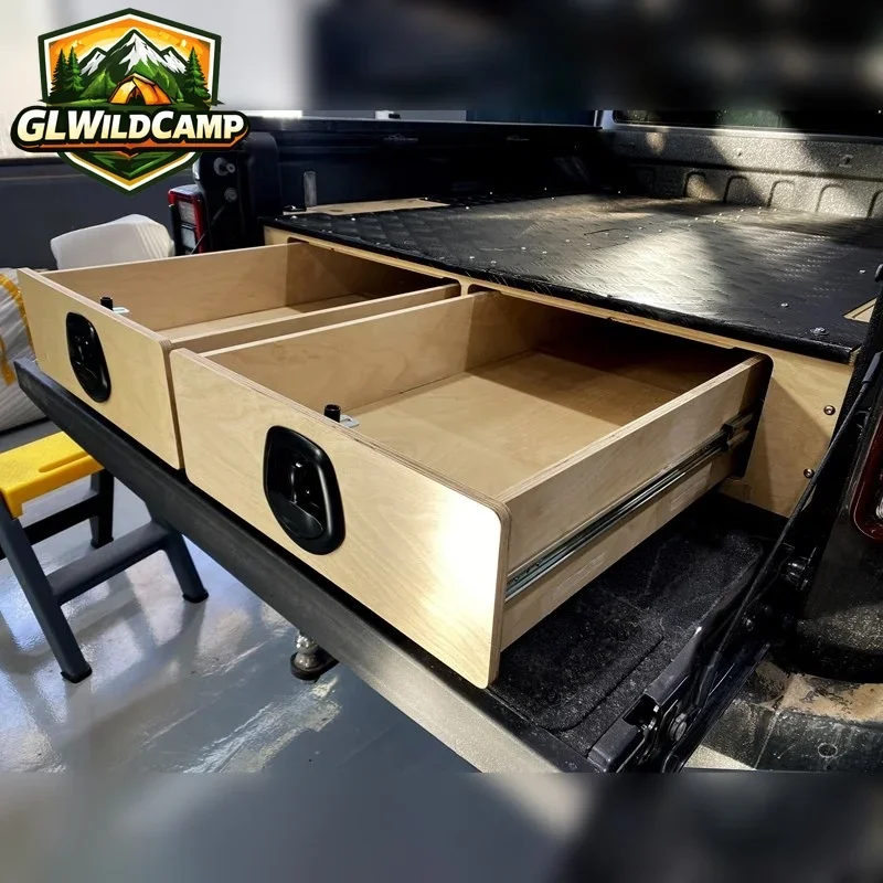 4X4 Offroad Wooden SUV Rear Drawer BIN System for FORD RANGER T7 T9 Pickup Truck Cargo Bed StorageFor Ram ranger hilux np300 ta