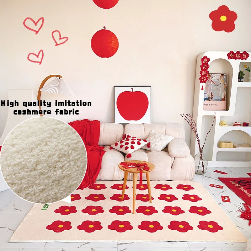 Ins New Year Carpet Home Furnishing Living Room Sofa Anti-skid Rugs Cashmere-like Bedside of Bedroom Rug Cloakroom Floor Mats