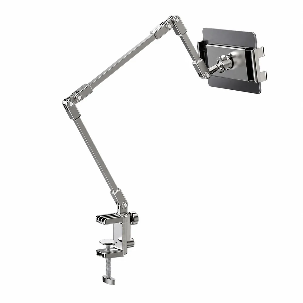 Adjustable Bed Phone Holder Stand for 4.7-12.9 Inch Phone Tablet, Foldable Metal Arm Desk Clamp, 360° Viewing