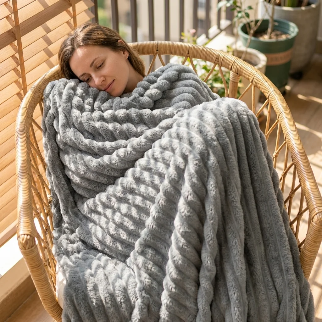 Fleece Throw Blanket For Couch, 300GSM Soft & Warm Fluffy Cream White Blanket, Decorative And Giftable Striped Blankets For Women, Men, Upgraded Striped Blanket, Easy To Care, Enhanced Durability, Exquisite Textures