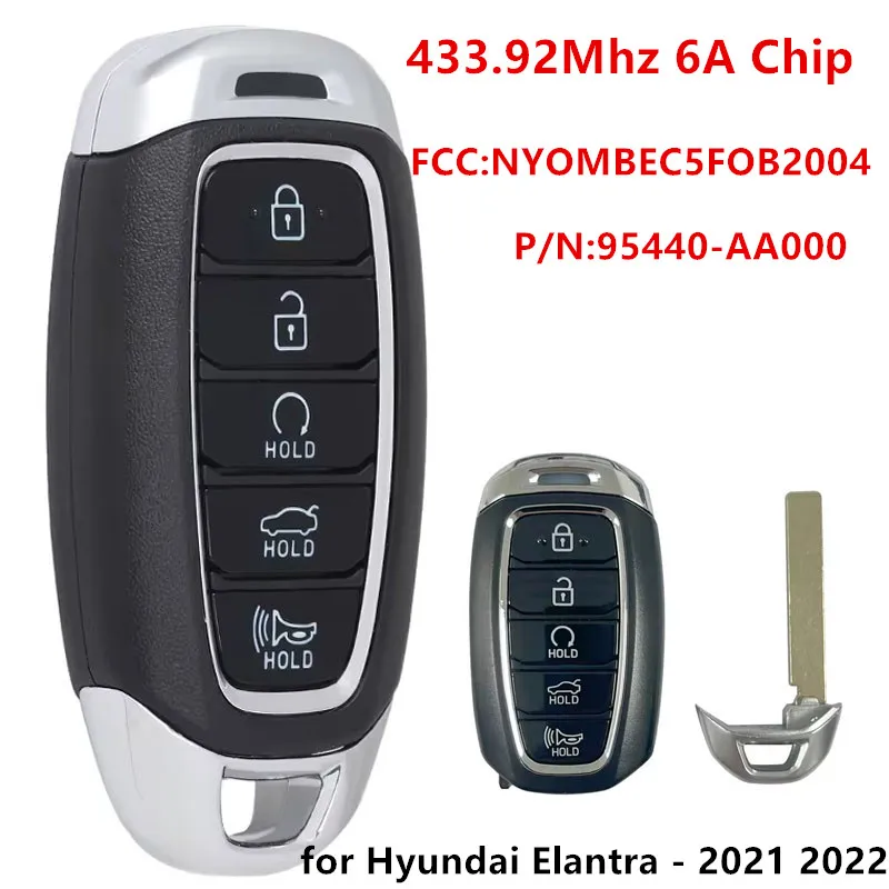 

Умный дистанционный брелок Carpart 95440-AA000 для Hyundai Avante 2020 2021 2022 2023 Elantra 2021 2022 NYOMBEC5FOB2004 433 МГц 6A чип