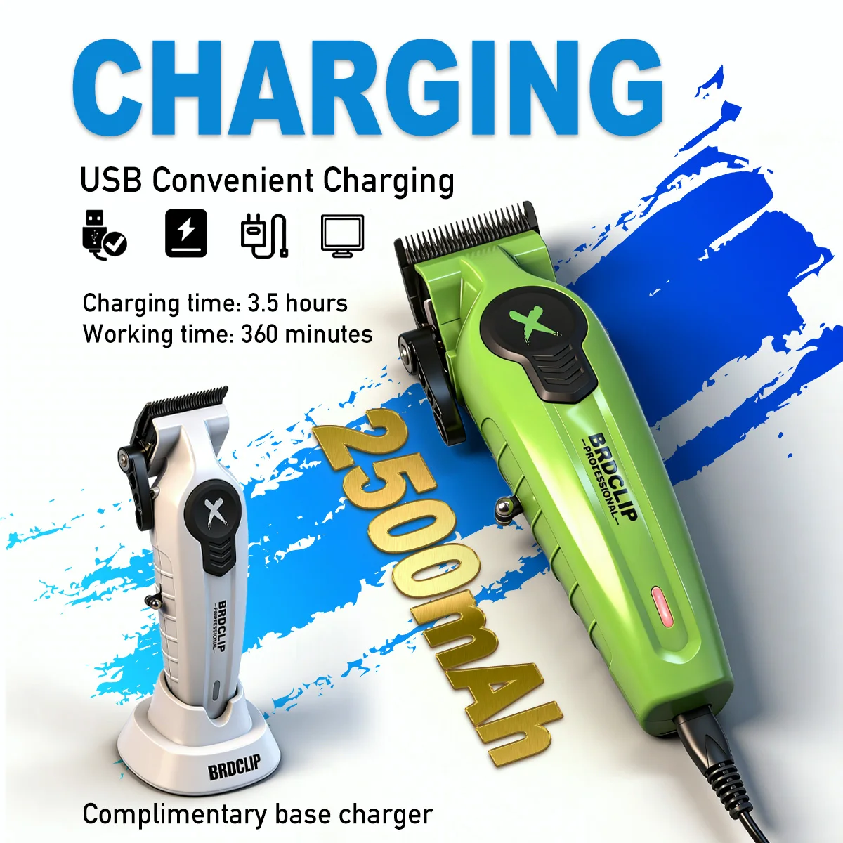 BRDCLIP Barber Kit Professional 7500RPM Hair Clipper With Base Salon Trimmer 8000RPM Electric Shaver Sculpting Gradient Smooth