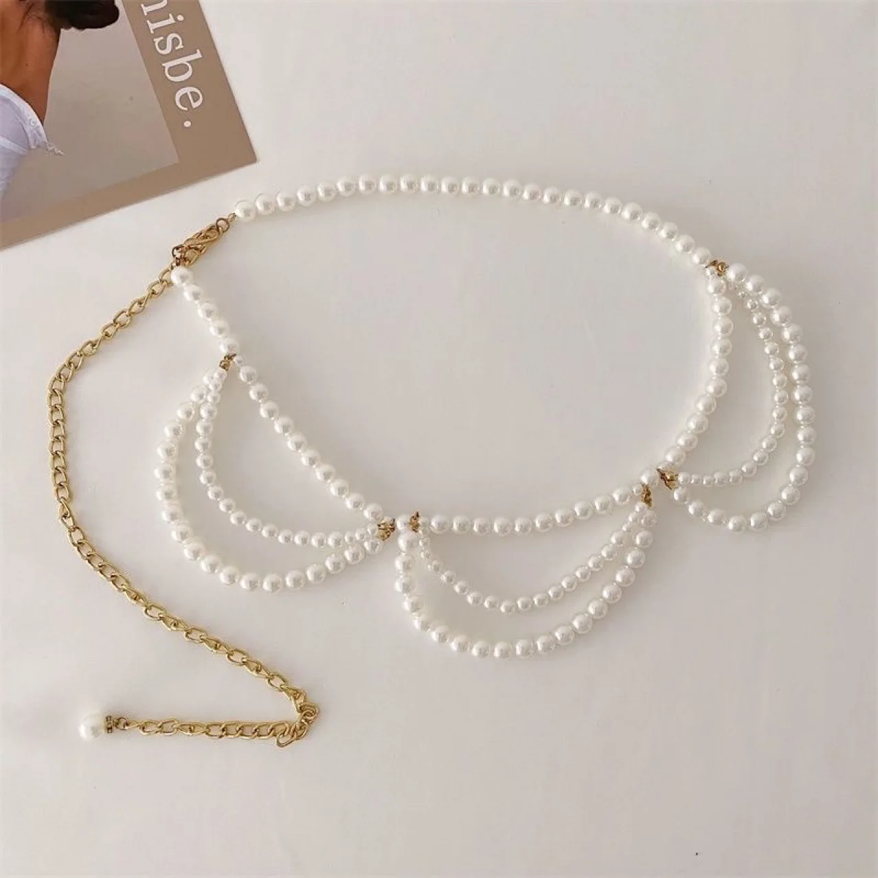 

2023 body chain Chinese Pearl body chain dress accessory Wedding shawl exaggerated handmade multi-layer necklace for women