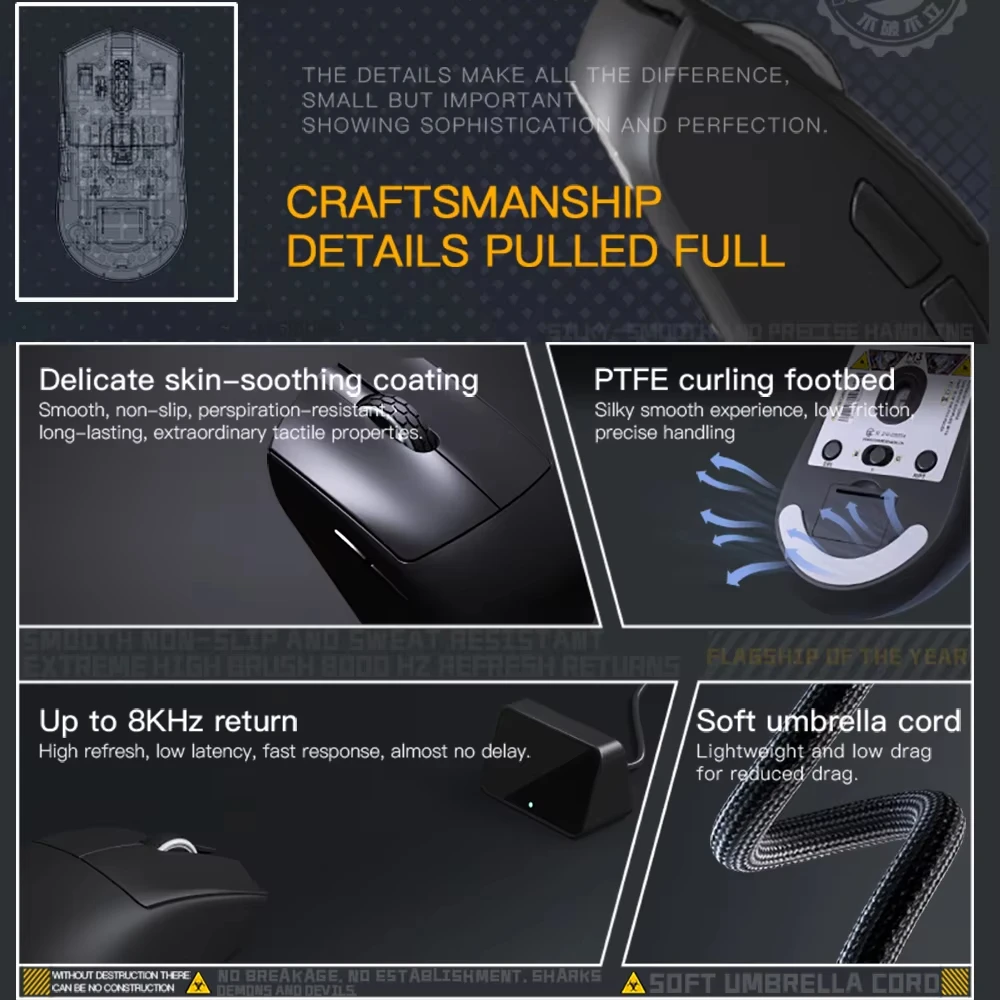 Darmoshark M3 Micro Pro Mouse Gaming Nirkabel Bluetooth 8K Tri-Mode PAM3950 Mouse Ringan Tikus Tangan Kecil Baterai Tahan Lama