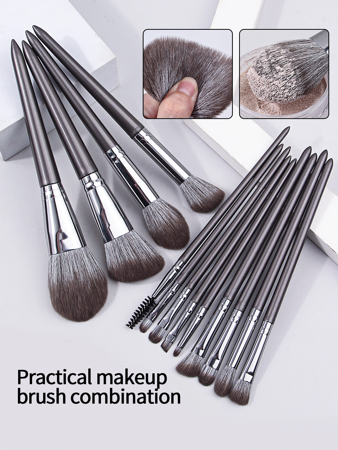 ชุดแปรงแต่งหน้าอเนกประสงค์ 20 ชิ้น & ฟองน้ำแต่งหน้าแบบนุ่ม แป้งพัฟทรงสามเหลี่ยม & กระเป๋าเก็บของแบบพับได้แบบพกพา