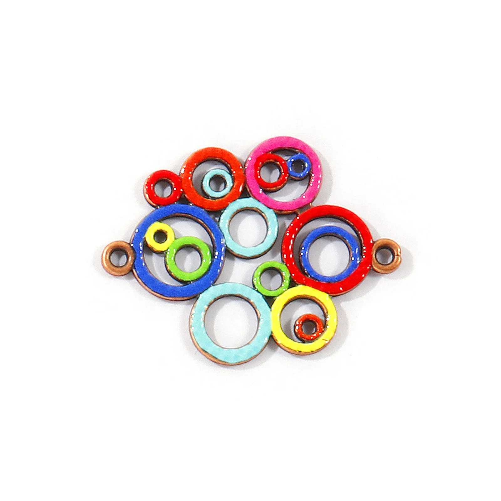 5 Stück Bohemian Ancient Charms Emaille-Anhänger mit Aufdruck, Verbinder aus Zinklegierung, antik kupferbeschichtet, für DIY-Halskettenherstellung, Großhandel – Detail 4