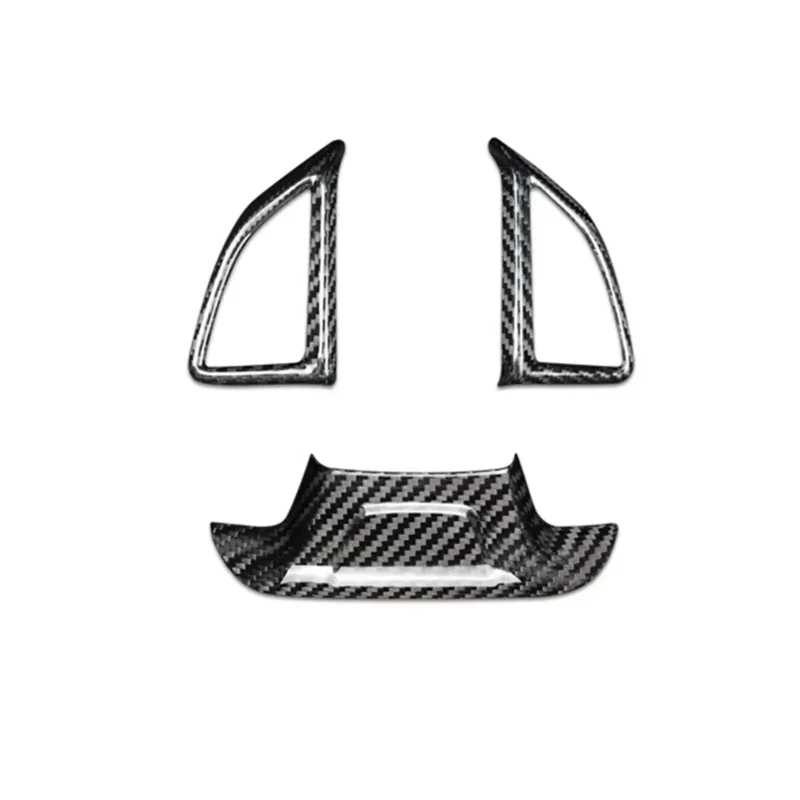 لشروليه كامارو ريال ألياف الكربون الجافة 16-2024 والعتاد عجلة القيادة مقبض مفتاح التشغيل ملصق غطاء أزرار تعديل إطار الكسوة #3