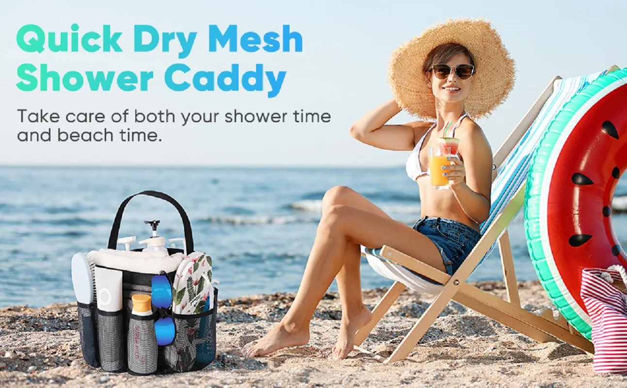 Transparente Netz-Kosmetiktasche, Wasserdichter Reise-Organizer, Tragbare Dusch- und Kosmetiktasche, Strand-, Fitness- und Badezimmer-Zubehör-Aufbewahrungstasche – Detail 8