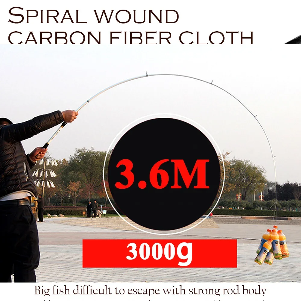 GHOTDA 2.1M -3.6M Carp Fishing Rod feeder Hard FRP Carbon Fiber Telescopic Fishing Rod fishing pole