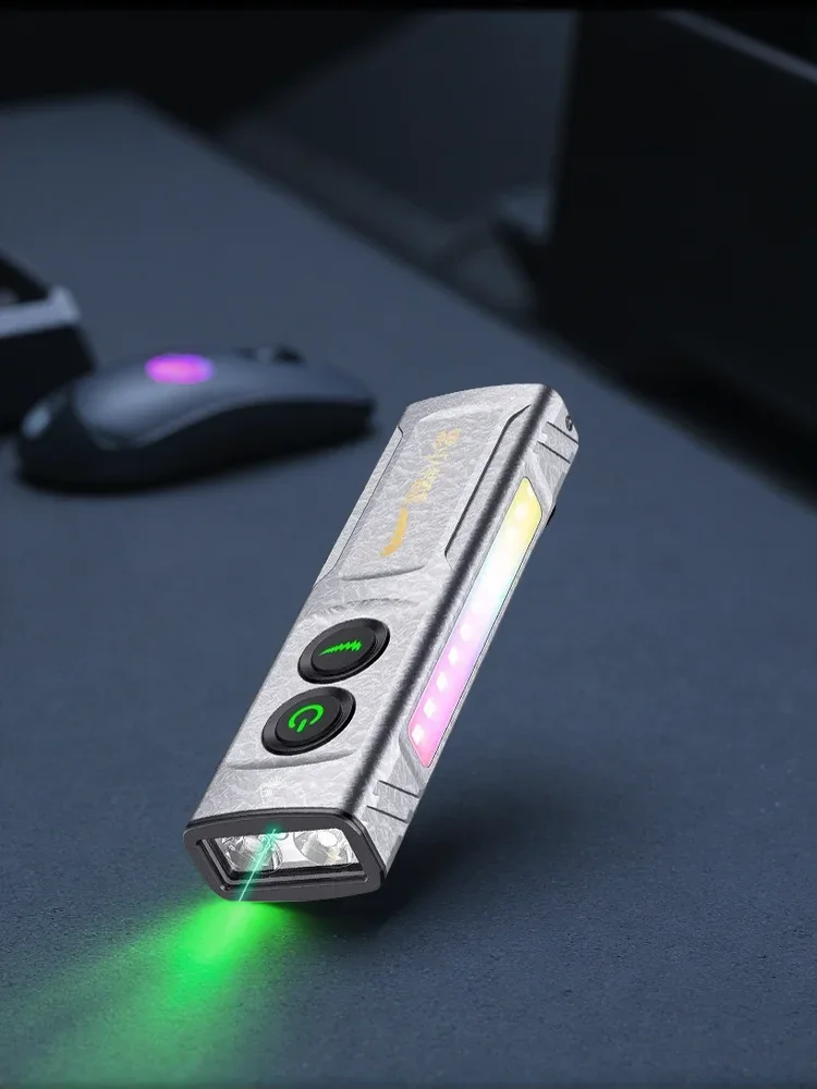 T02 Tactical Flashlight UV Light Mini Portable Rechargeable Super Bright LED Torch Multifunctional Small Handheld Light