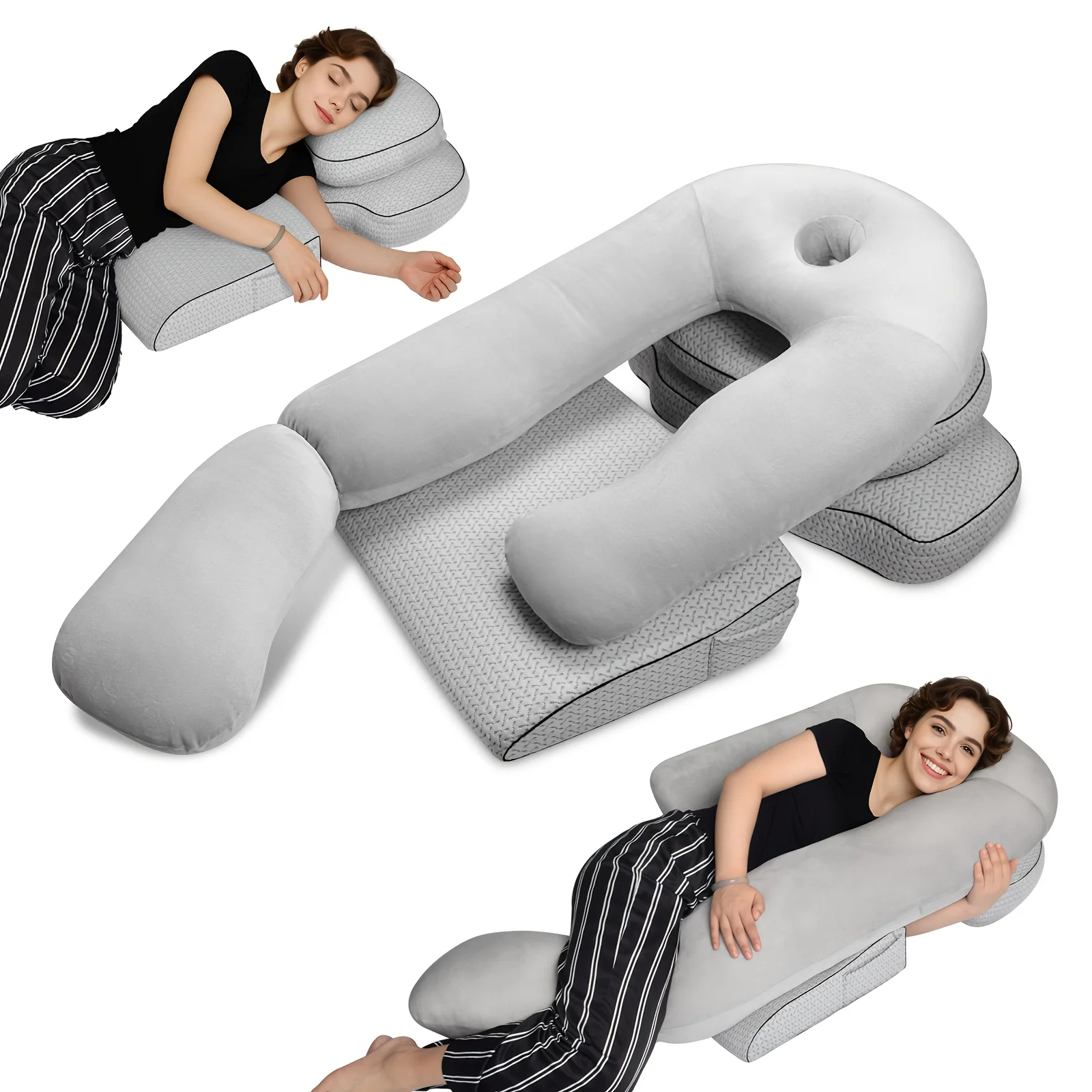

4pcs Set Pillow Sleep Support System, Luxurious Adjustable Slope Wedge Sleep Pillow, Adjustable Support for Body, Back and Legs, Suitable for Postoperative, Preventing Acid Reflux and Snoring, Breathable and Washable Pillowcase