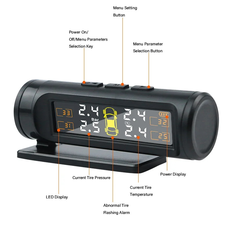 Eranpica Alarms intelligent System Battery TPMS Sensor Tire Pressure Control Monitor System For Cars 4 Internal/External Sensor