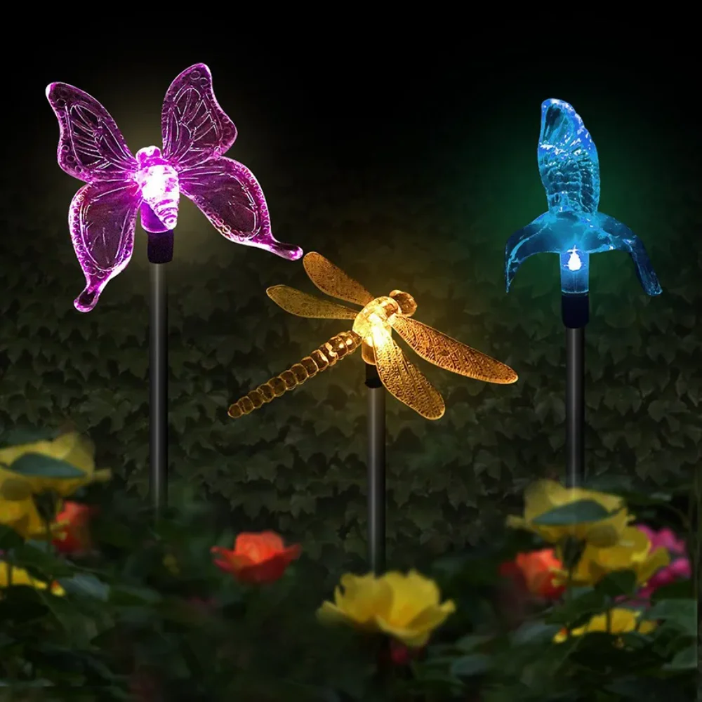 

Solar Powered Garden Light Dragonfly Bird Shape Landscape Light Outdoor Waterproof Decorative Light Lawn Patio