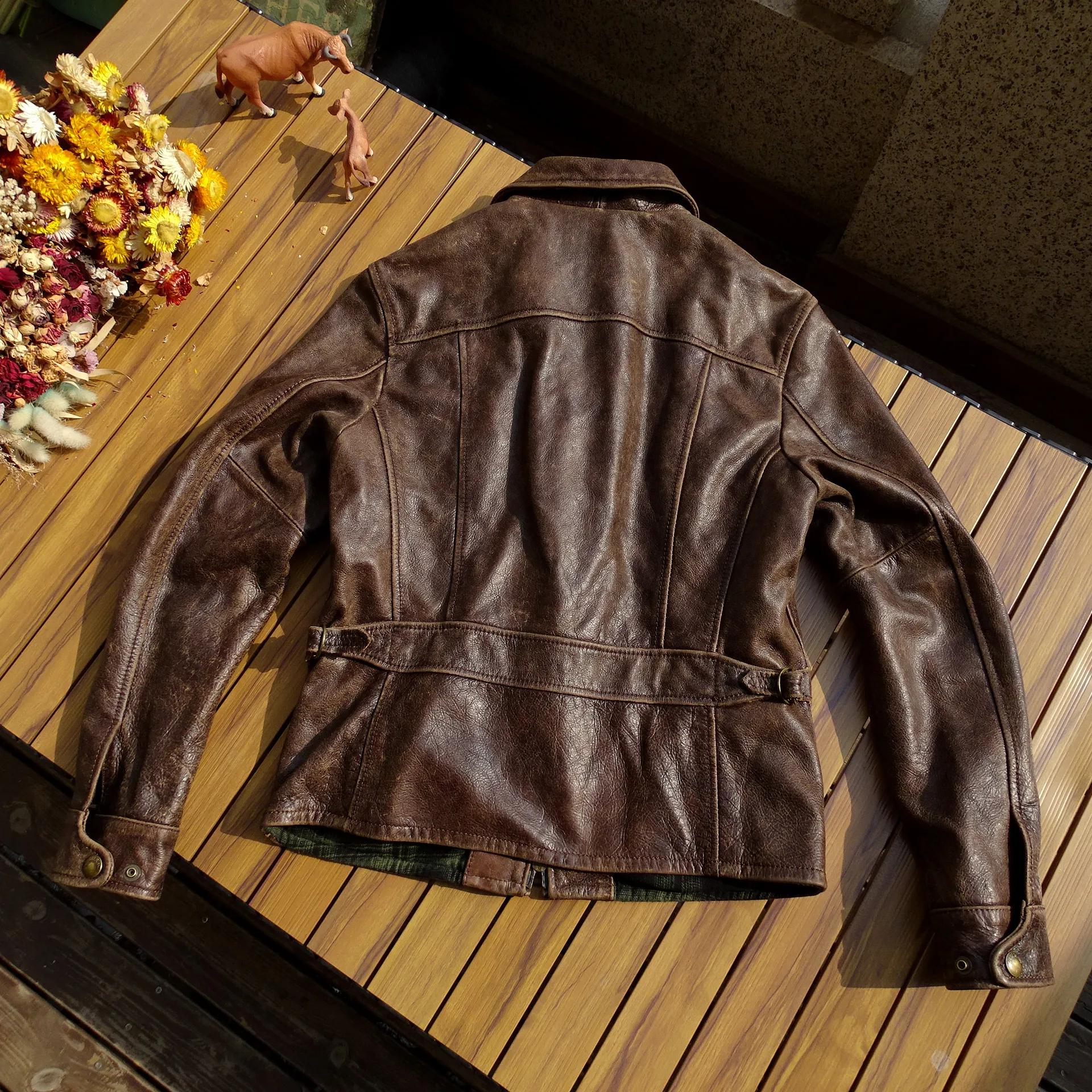 Men's Genuine Leather Jacket Cowhide Newsboy Type Distressed