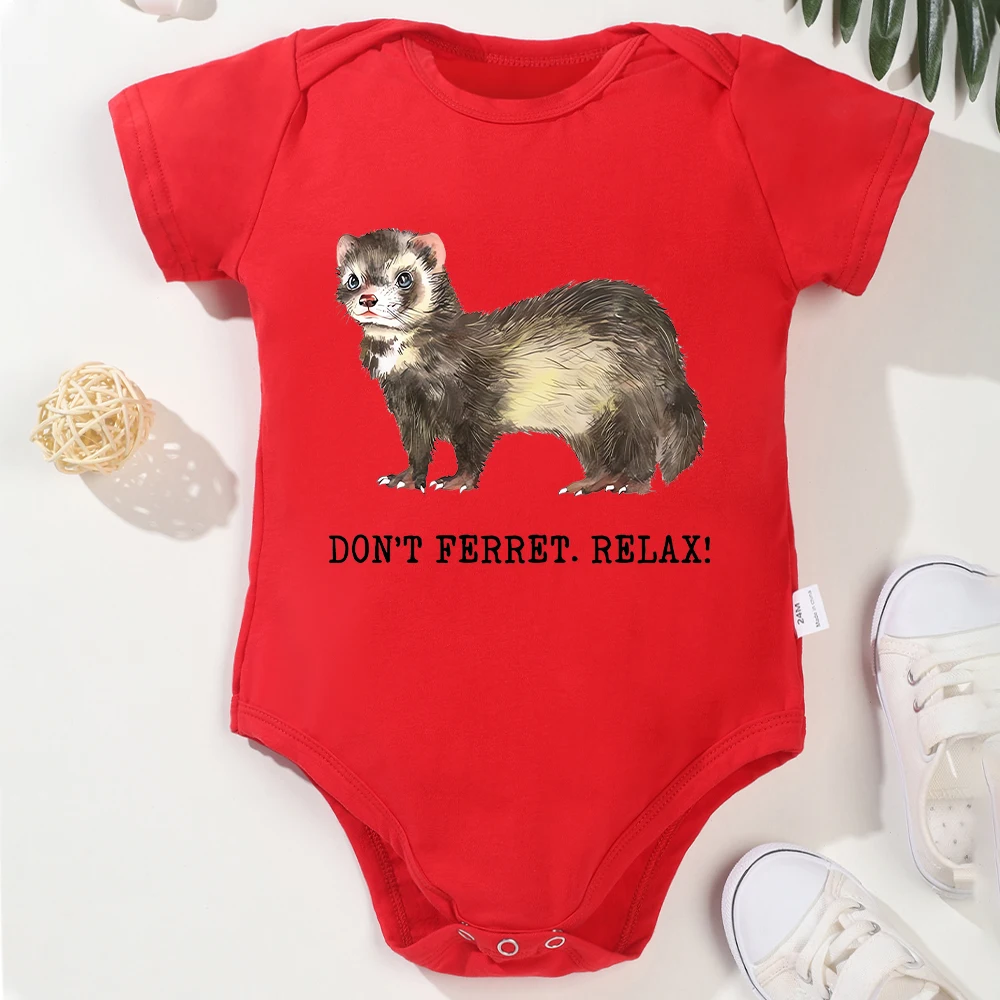 Ferret Print Cotton Baby Girl Clothes Cozy Home Casual Baby Boy Bodysuit Cute Animal High Quality Infant Onesie O-neck Loose