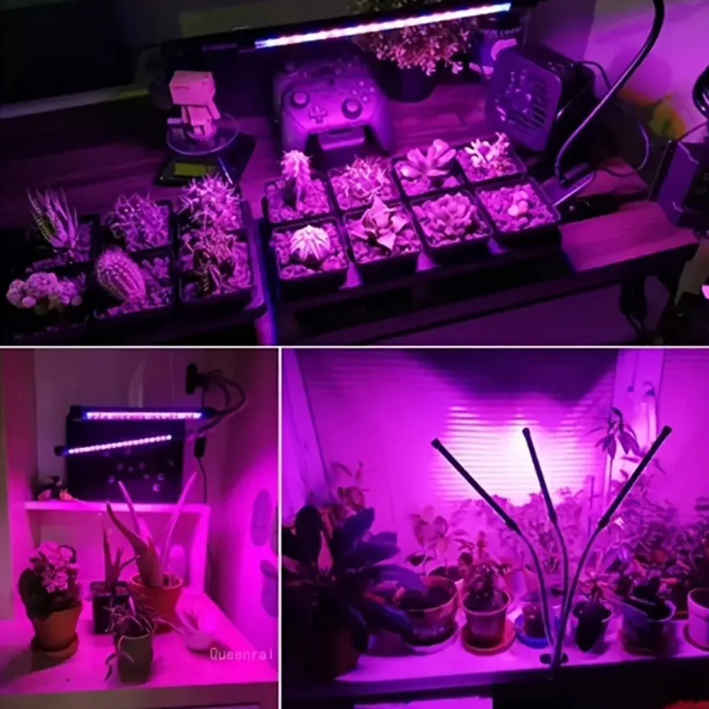 Lámpara LED de espectro completo para plantas, sistema de cultivo hidropónico, luces de crecimiento, 5v, ajuste de temporizador, 5 cabezales, USB