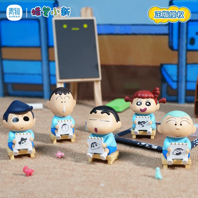 Authentic Crayon Shin chan Sunflower Class Series Blind Box Figure Spring Outing Theme Ornament Accessories and Dumb Plush Doll