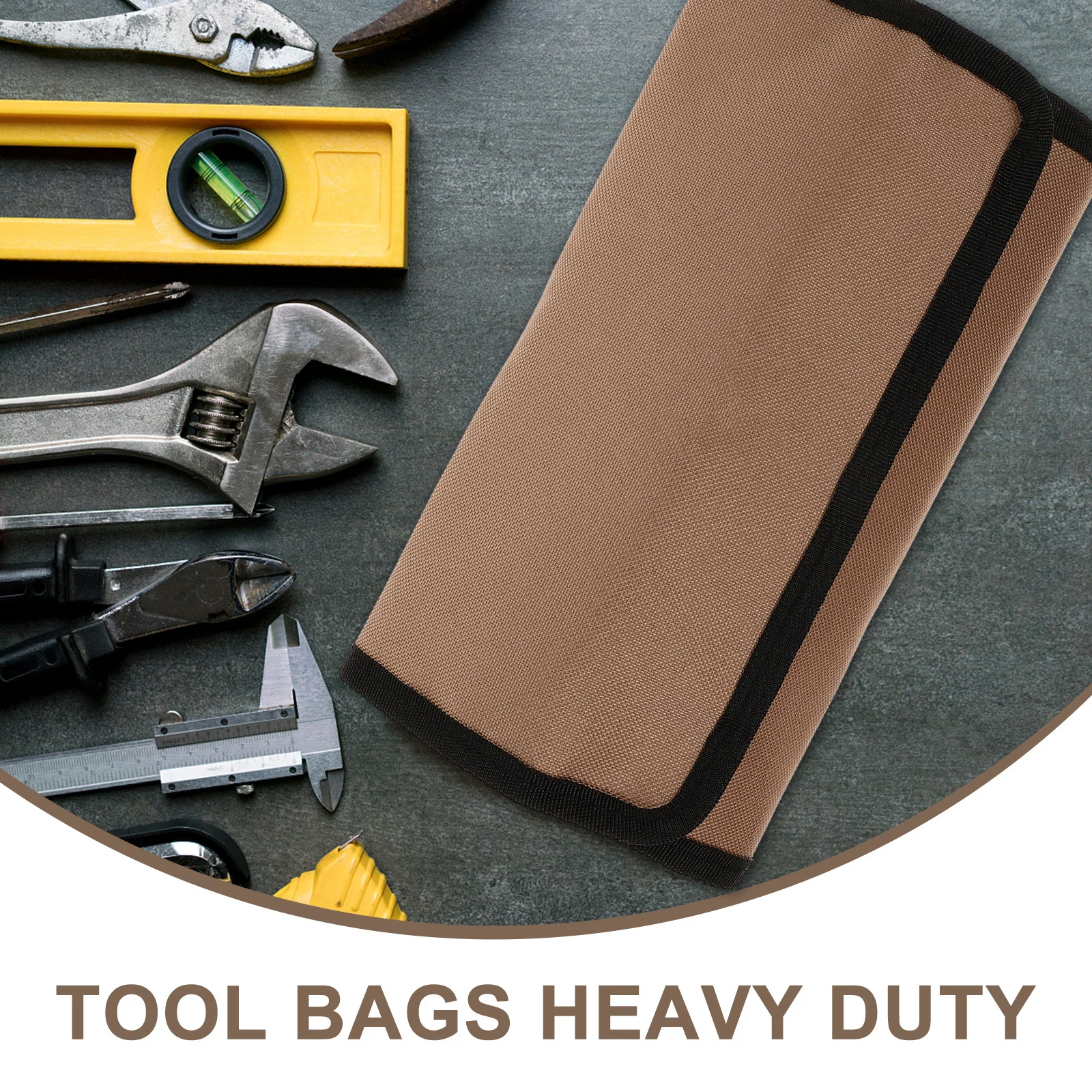 حقيبة أدوات يدوية متعددة الأغراض من قماش أكسفورد متينة ذات سعة كبيرة وجيوب صغيرة وأشرطة مرنة وجيب داخلي بسحاب وشريط صامولة لولبية