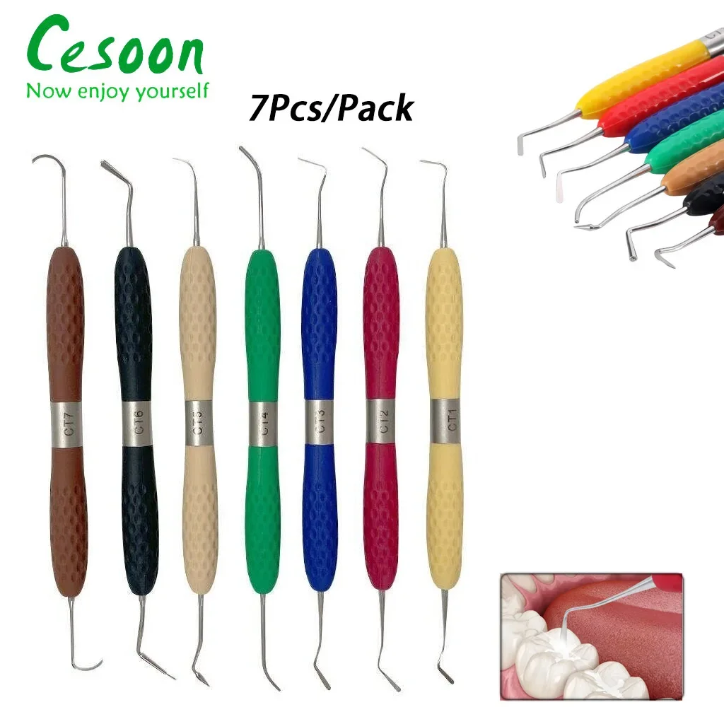 

7Pcs/Set Dental Resin Filler Set Aesthetic Filled Restoration Kit Knife Plastic Dresser With Silicone Handle Oral Dentistry Tool