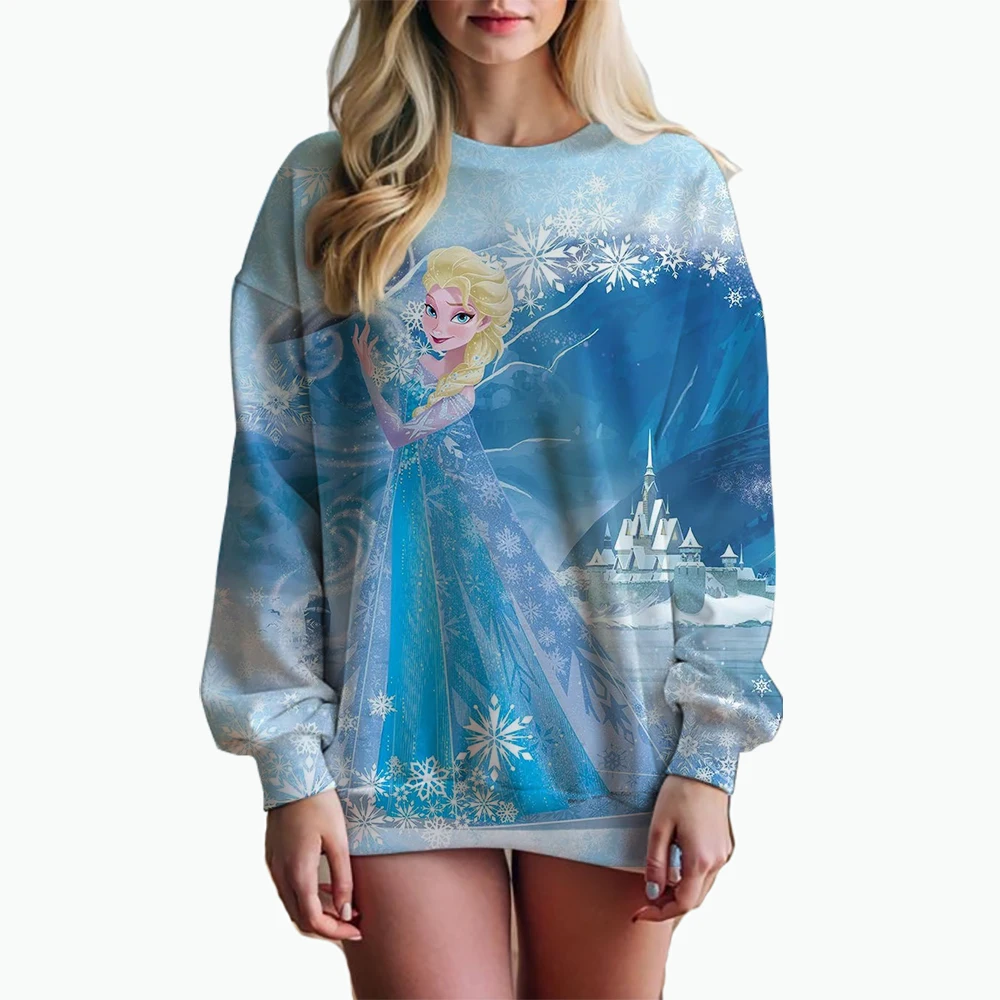 Harajuku Female Clothing Pullover Fashion Autumn Disney Princess print Woman Hoodie Casual Women Long-sleeved Sweatshirt