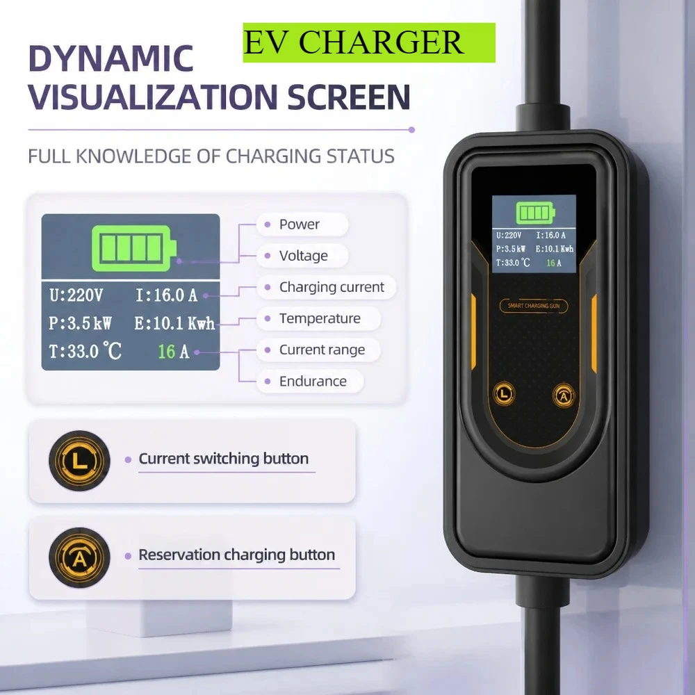 3.5 KW ROMADA Safe Charging Gun and Docking Station For 99% New Energy Electric Vehicles Portable Car Charger Home EV Charger