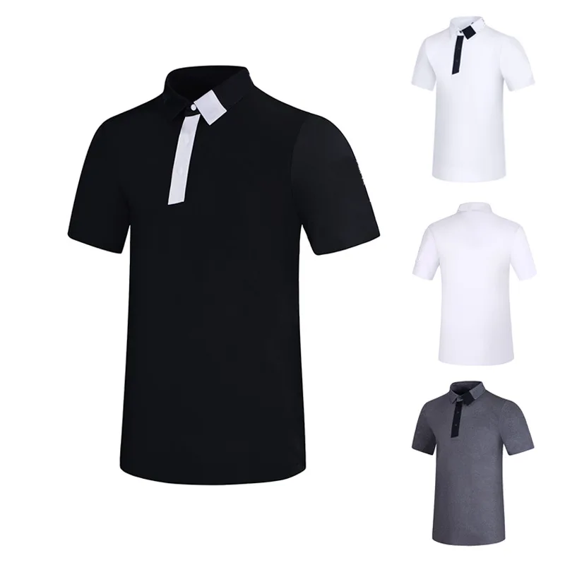 

Men's Casual and Breathable Sports Top Golf Jersey Simple Solid Color Lapel Sweat Wicking and Quick Drying Short Sleeved T-shirt